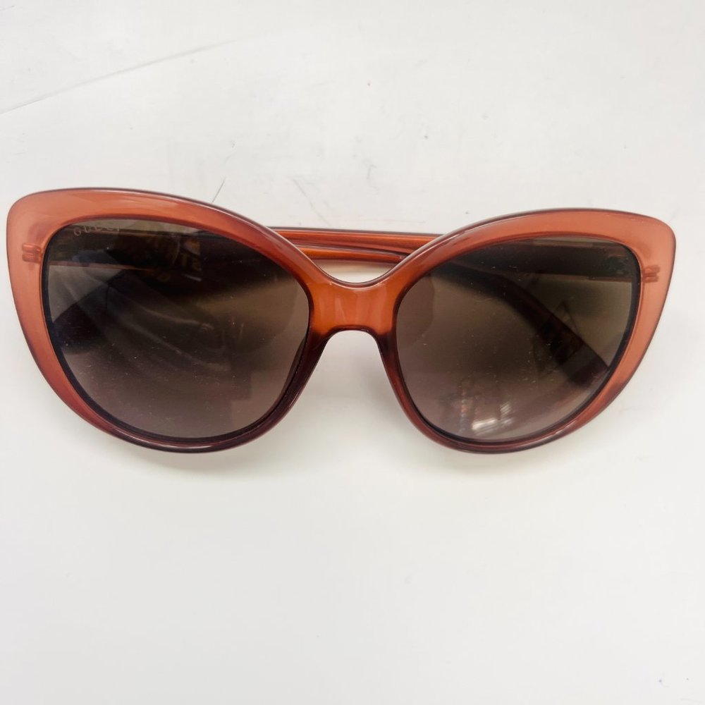 GUCCI Retro Brown 57 mm Plastic Frame Gray Gradient Sunglasses - Picture 2 of 6